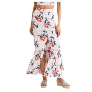 American Eagle Boho Maxi Skirt Feminine Floral Ruffle Hem Cruise Casual Size XS